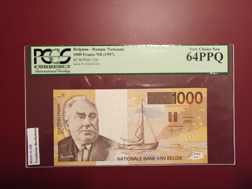 Topkwaliteit FDC 1000 francs PCGS, Postzegels en Munten, Ophalen of Verzenden, Los biljet
