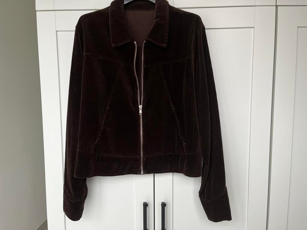 Donkerbruin jasje/vestje in velours, Kleding | Dames, Ophalen, Zo goed als nieuw, Maat 38/40 (M), Bruin