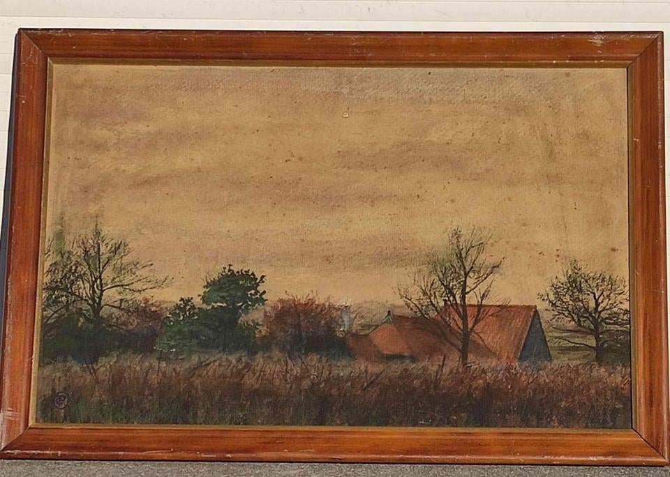 Aquarelle paysage monogramme constant permeke, Ophalen of Verzenden