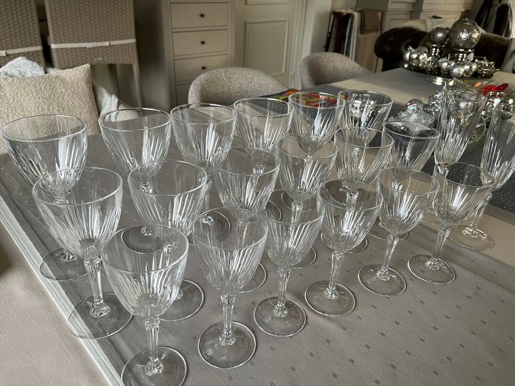 20 vintage cristal des flandres glazen, Verzamelen, Ophalen of Verzenden, Zo goed als nieuw, Waterglas