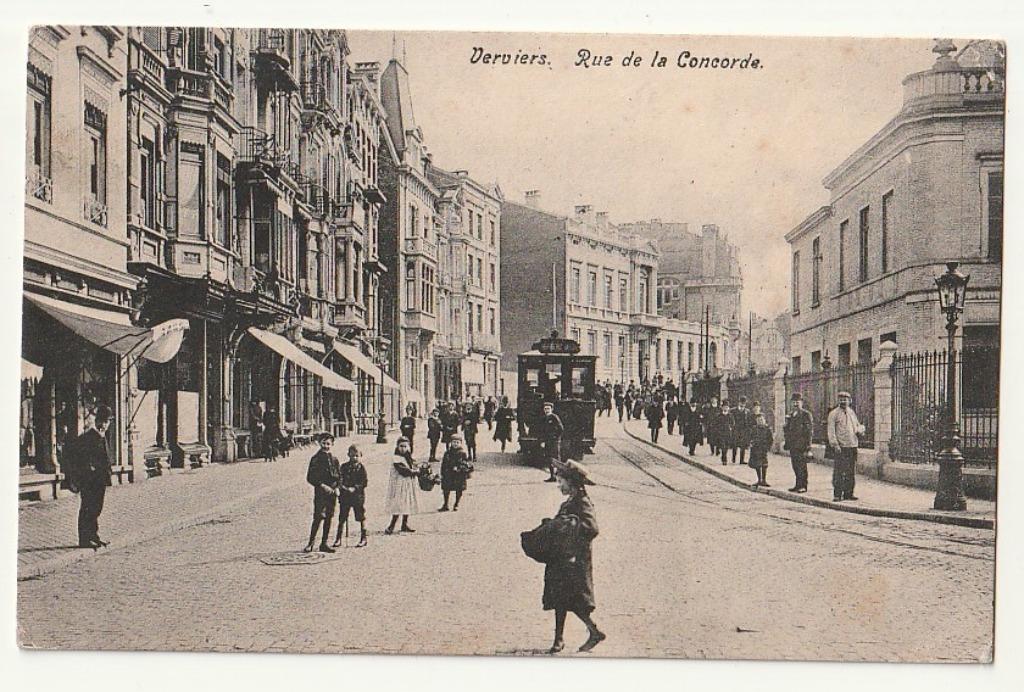 Verviers Rue de la Concorde - animatie mensen  - tram, Verzamelen, Verzenden, Voor 1920, Gelopen, Luik