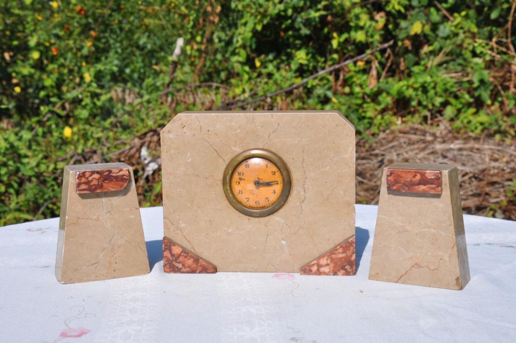 §  horloge en marbre art deco 3 pieces, Enlèvement ou Envoi