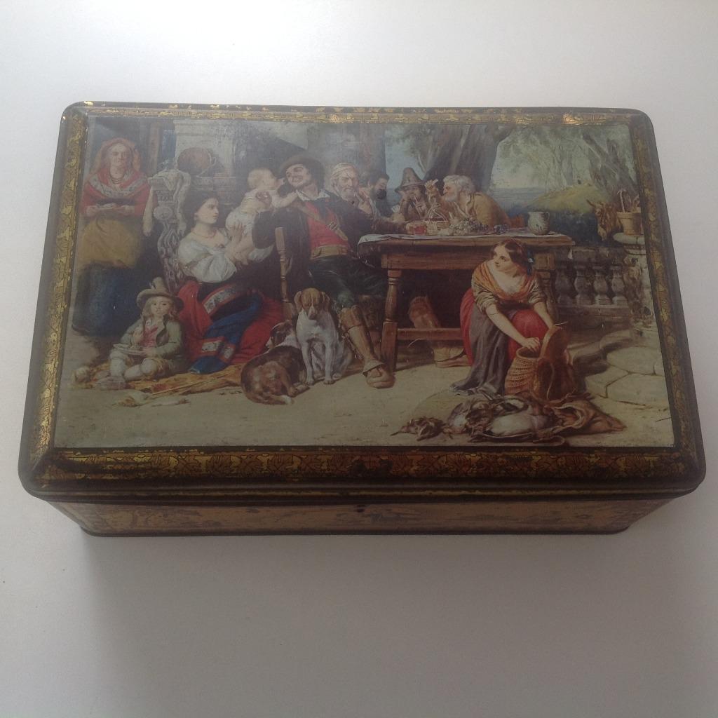 antieke blikken doos, Verzamelen, Ophalen of Verzenden, Gebruikt