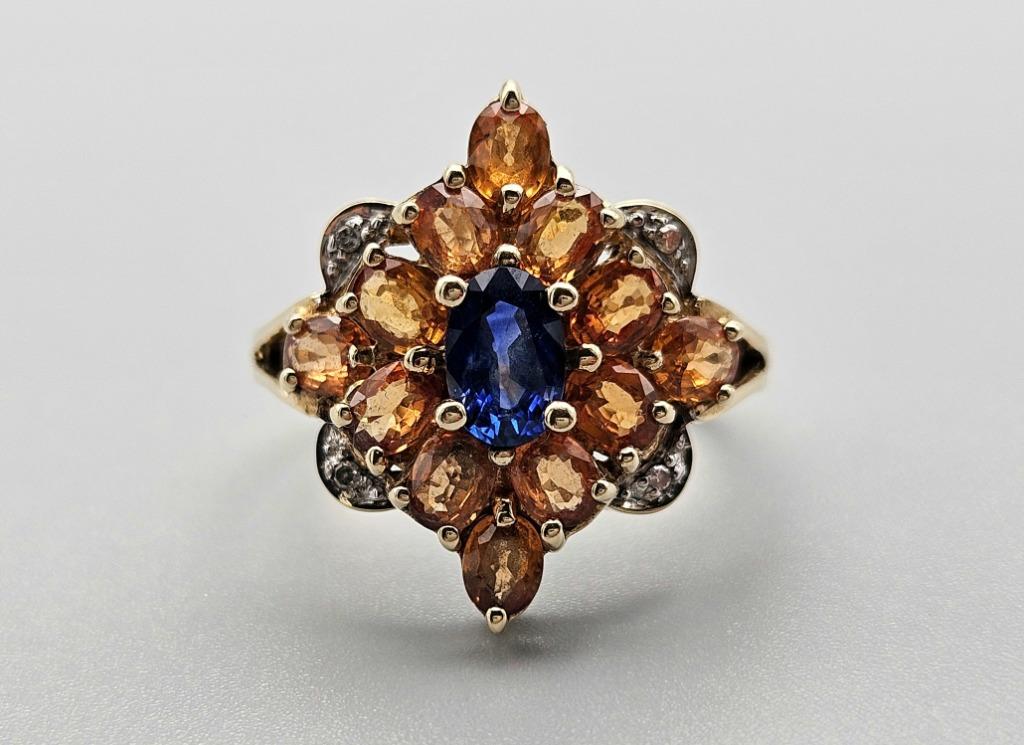 Bague vintage en or, pierre précieuse, saphir et diamant. 20, Bijoux, Sacs & Beauté, Bagues, Comme neuf, Or, 17 à 18, Jaune