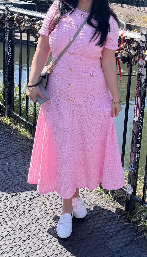 Geïnspireerde sandro roze jurk M/L, Kleding | Dames, Ophalen of Verzenden, Zo goed als nieuw, Roze