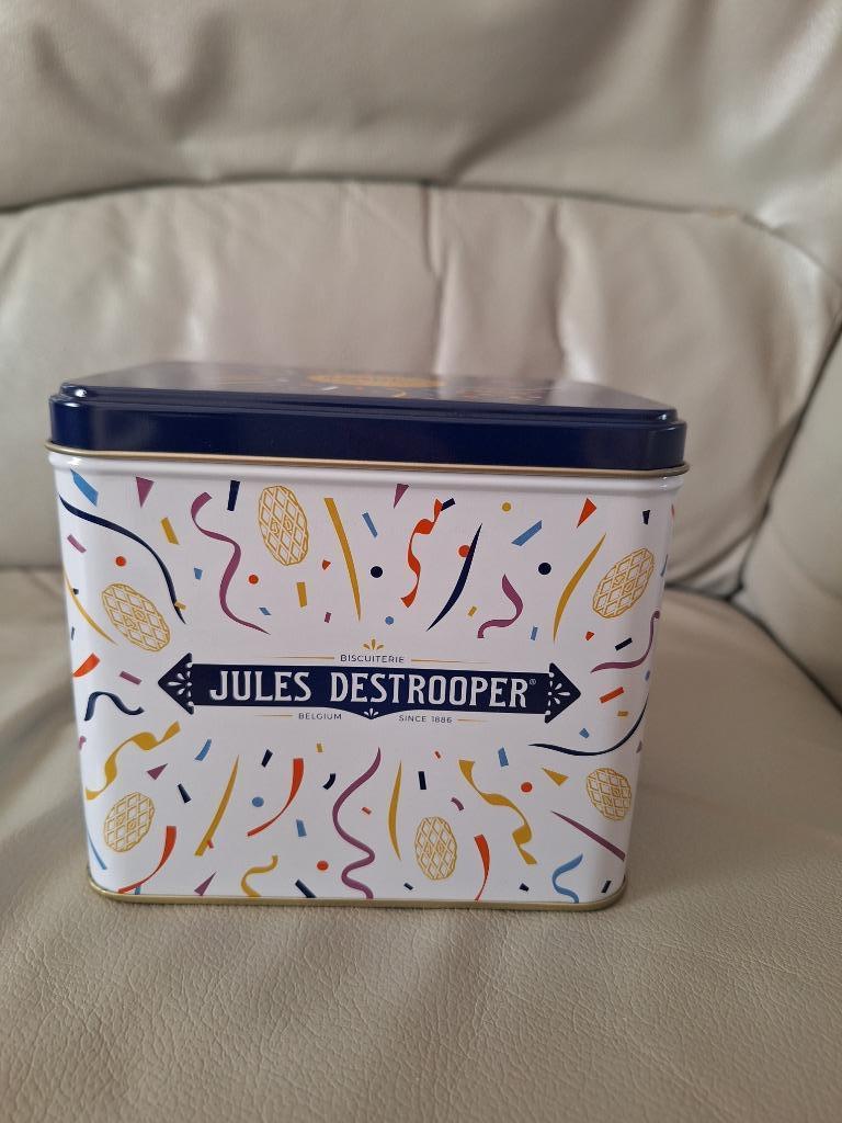 Boîte métallique Jules Destrooper avec couvercle, Verzamelen, Ophalen, Zo goed als nieuw, Koek(jes), Overige merken