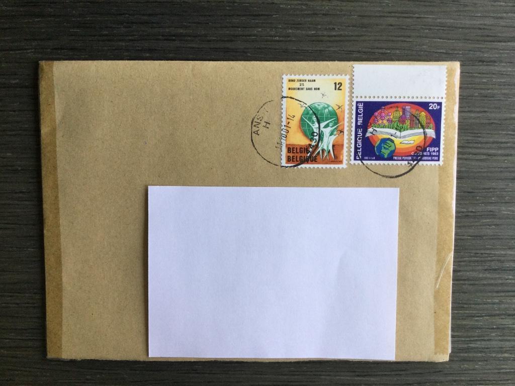 België / Belgique OCB 2084 / 2123 Ans 1430 11.10.01, Met envelop, Verzenden, Frankeerzegel, Gestempeld