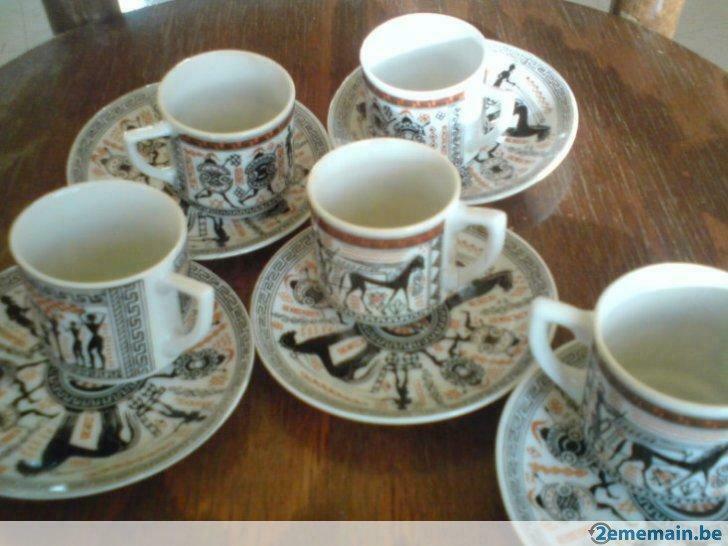 service 5 tasses grecques musee d'athene, Utilisé, Tasse(s) et/ou soucoupe(s)