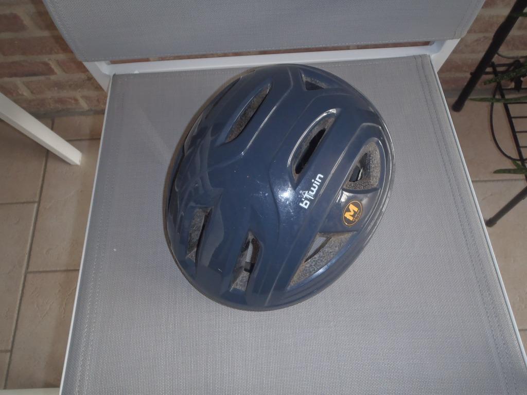 B-twin grijze fietshelm 53-58 cm, Ophalen of Verzenden, Zo goed als nieuw, Jongen of Meisje