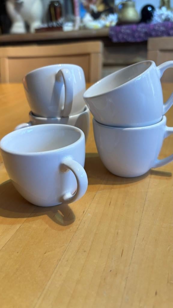 5 tasses à expresso blanches - porcelaine, Neuf, Uni, Enlèvement, Porcelaine