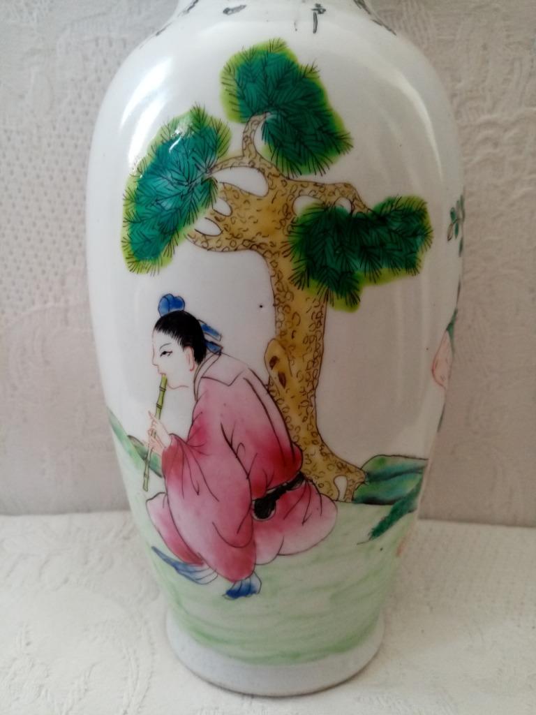 Vase rouleau porcelaine chinoise des années  1950s (26cm), Enlèvement ou Envoi