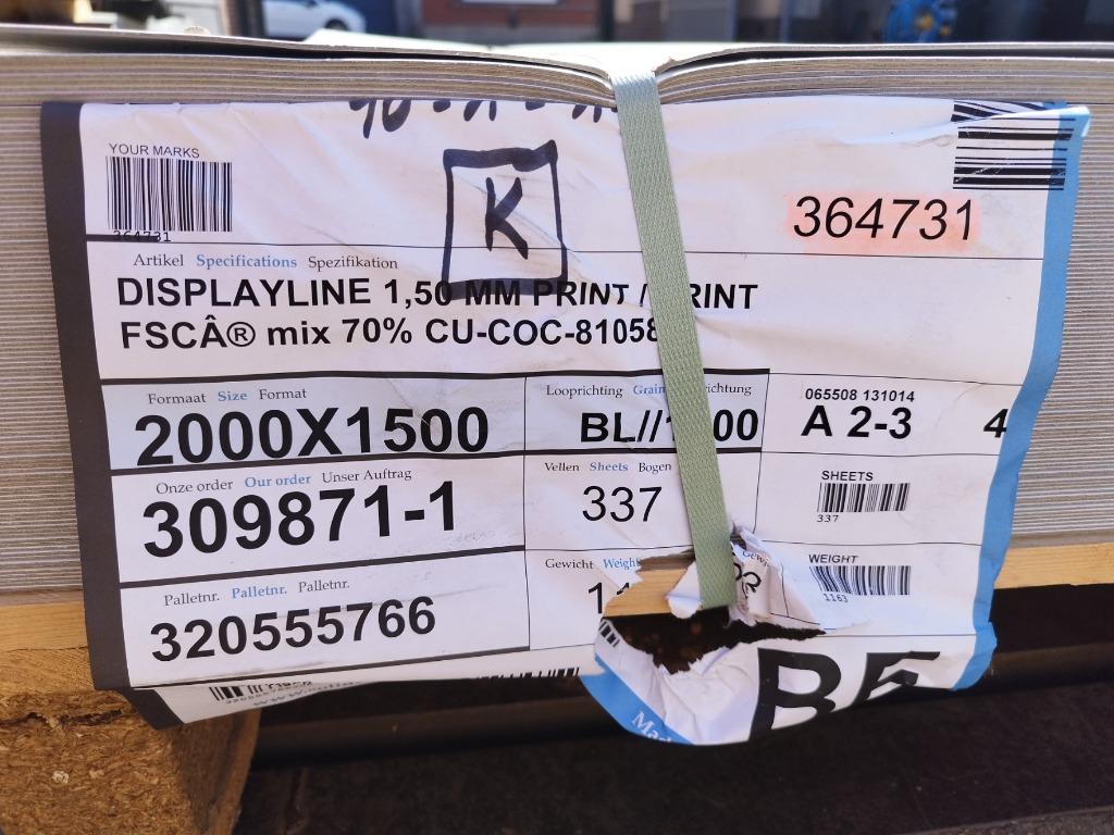 Displayline 2000x1500x1.5 mm - print/print - carton, Enlèvement, Displayline print/print, Info@timbvba.be, Geen idee