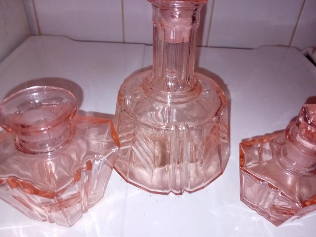 3 oude parfum of geurflessen uit kristal, Antiek en Kunst, Ophalen of Verzenden