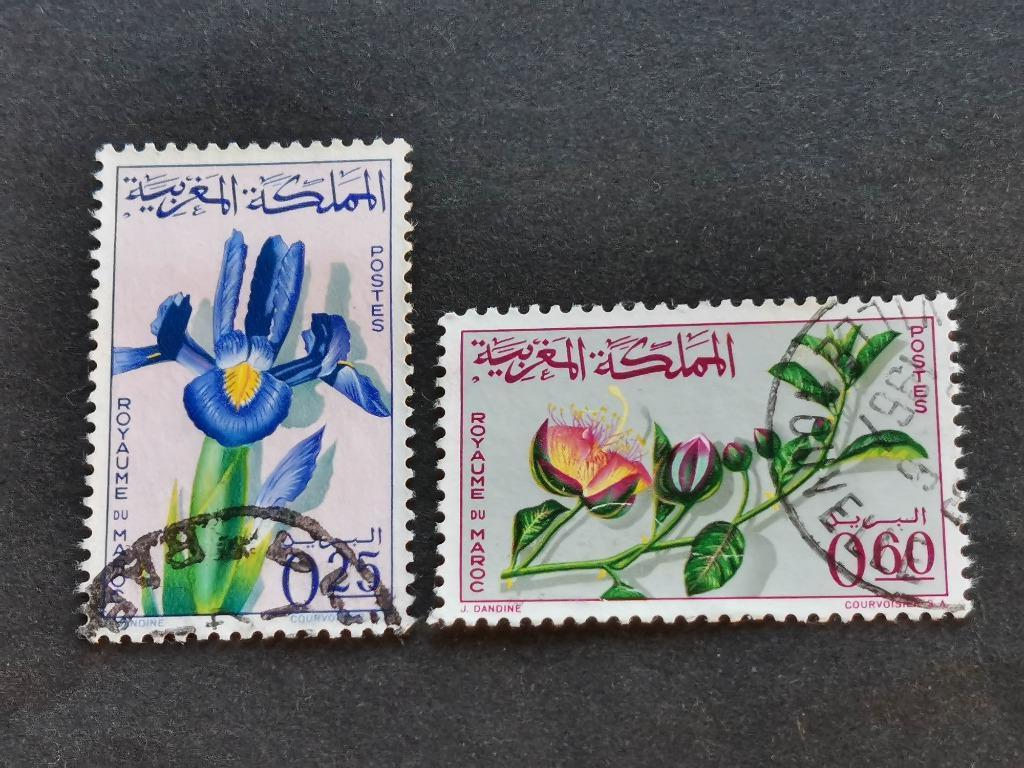 Marokko 1965 - bloemen - iris, kappertjesplant, Ophalen of Verzenden, Marokko, Gestempeld