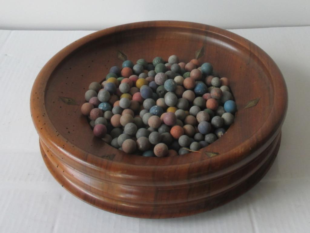 oude roulette met 100tal stenen terra cotta knikkers, Antiek en Kunst, Verzenden