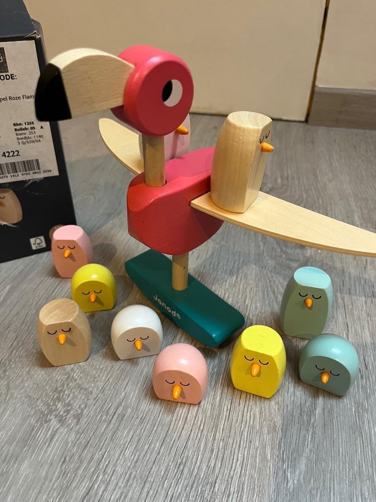 Houten evenwichtspel flamingo, Enlèvement, Comme neuf, Autres types