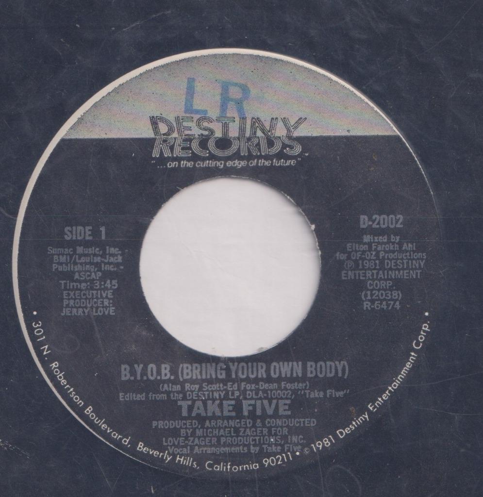 Take Five - B.Y.O.B. / Reaching out for love - Soul, Enlèvement ou Envoi, Utilisé, R&B et Soul