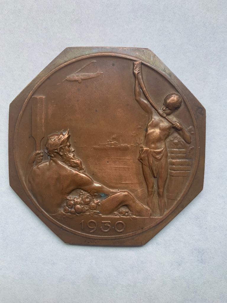 Bronzen medaille Belgisch Congo 1930 - Antwerpen -J. Dupon, Antiquités & Art, Curiosités & Brocante, Enlèvement ou Envoi