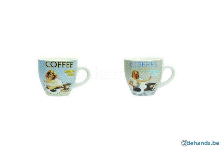 6 delig tassen Espressokopjes Fifties Porselein 12cl, Enlèvement ou Envoi, Neuf, Tasse(s) et/ou soucoupe(s)
