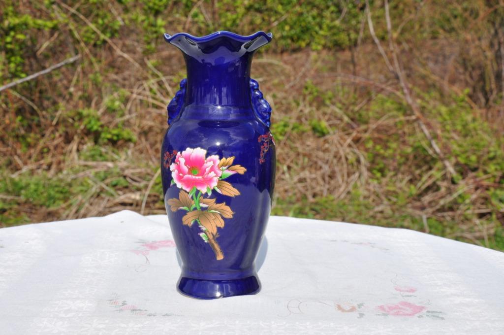 vase en faience decor floral asiatique, Antiquités & Art, Enlèvement ou Envoi