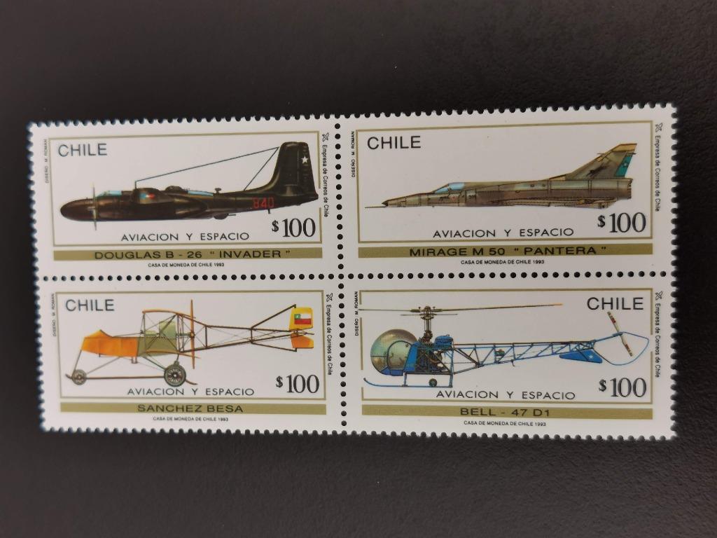 Chili 1993 - avions militaires - bloc de 4 **, Enlèvement ou Envoi, Non oblitéré, Amérique du Sud