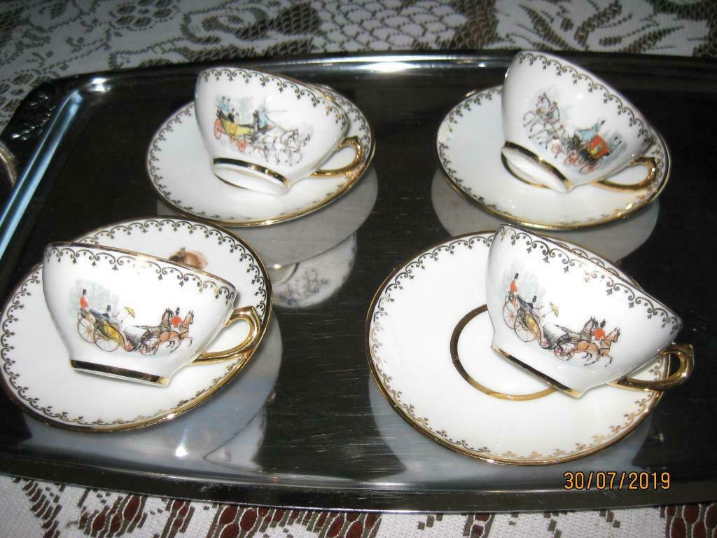 Koffie tassen-Emaux de Limoges-paarden/ruiter motief, Enlèvement