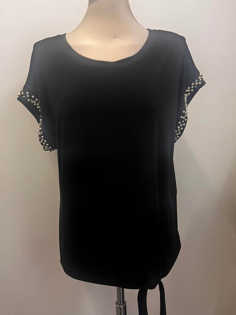 Blouse stretch Joseph Ribkoff noire T8, Manches courtes, Taille 38/40 (M), Enlèvement ou Envoi, Joseph Ribkoff