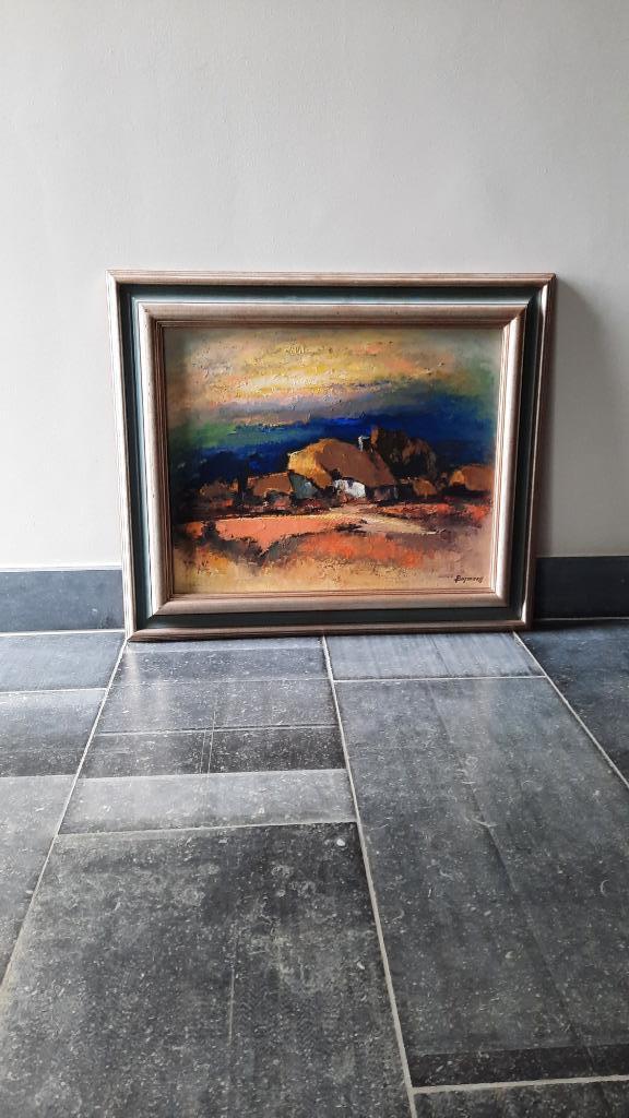 Gesigneerd schilderij landschap met hoeve Jef Bosmans, Antiek en Kunst, Ophalen
