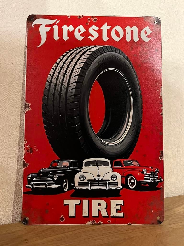 Firestone metalen plaat, Verzamelen, Merken en Reclamevoorwerpen, Ophalen of Verzenden, Zo goed als nieuw