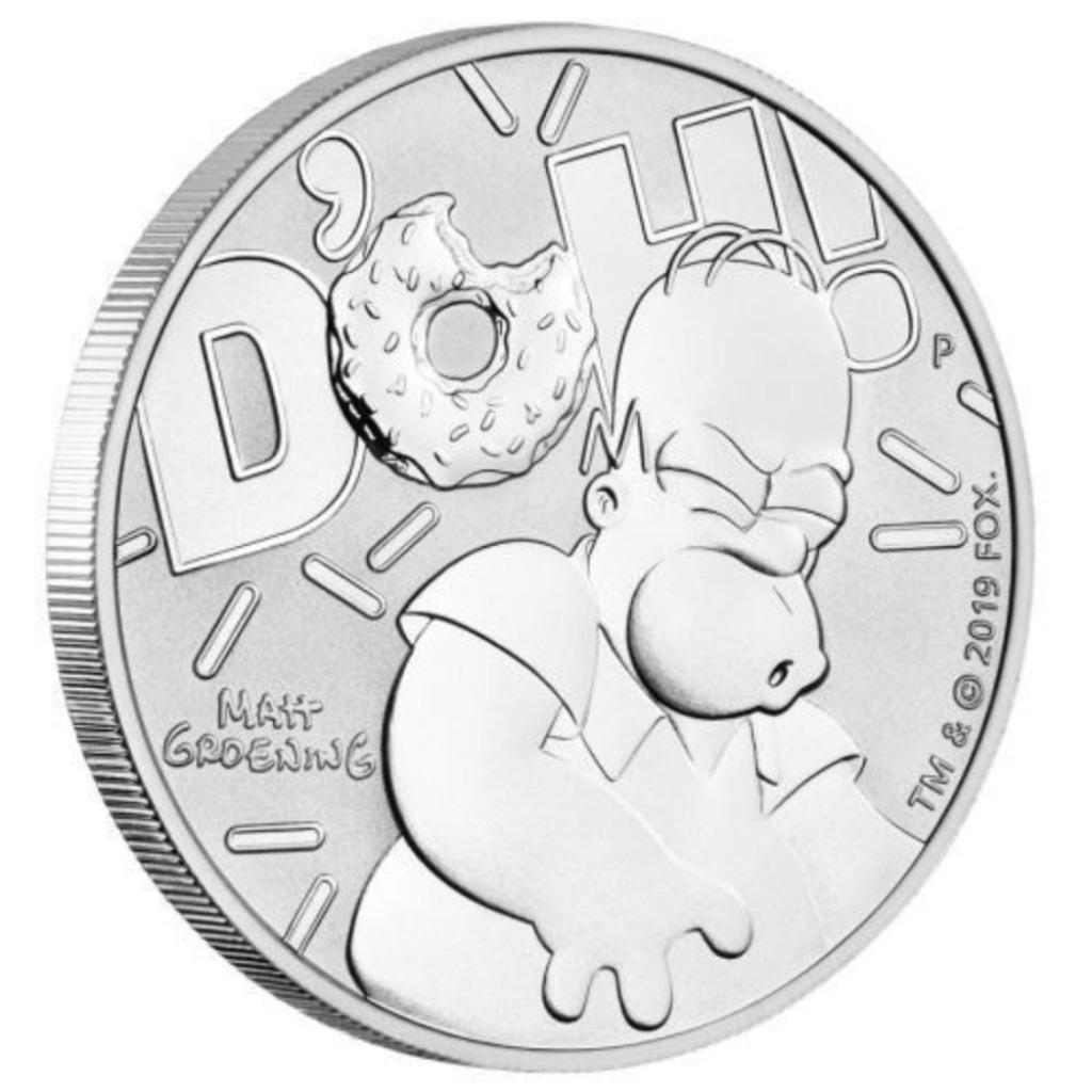 The Simpsons - Homer Simpson - Doh! - 1 Oz zilver munt 2019, Ophalen of Verzenden, Losse munt, Zilver