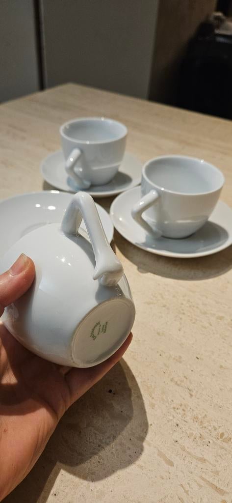 3 tasses/sous-tasses en porcelaine - hanse originale "bras", Collections, Porcelaine, Cristal & Couverts, Porcelaine, Enlèvement