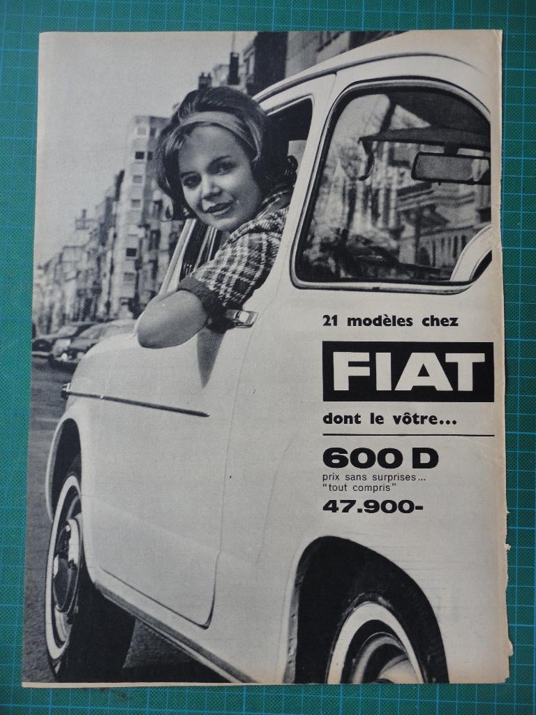 Fiat 600 D - publicité papier - 1965, Ophalen of Verzenden, Gebruikt, Overige typen