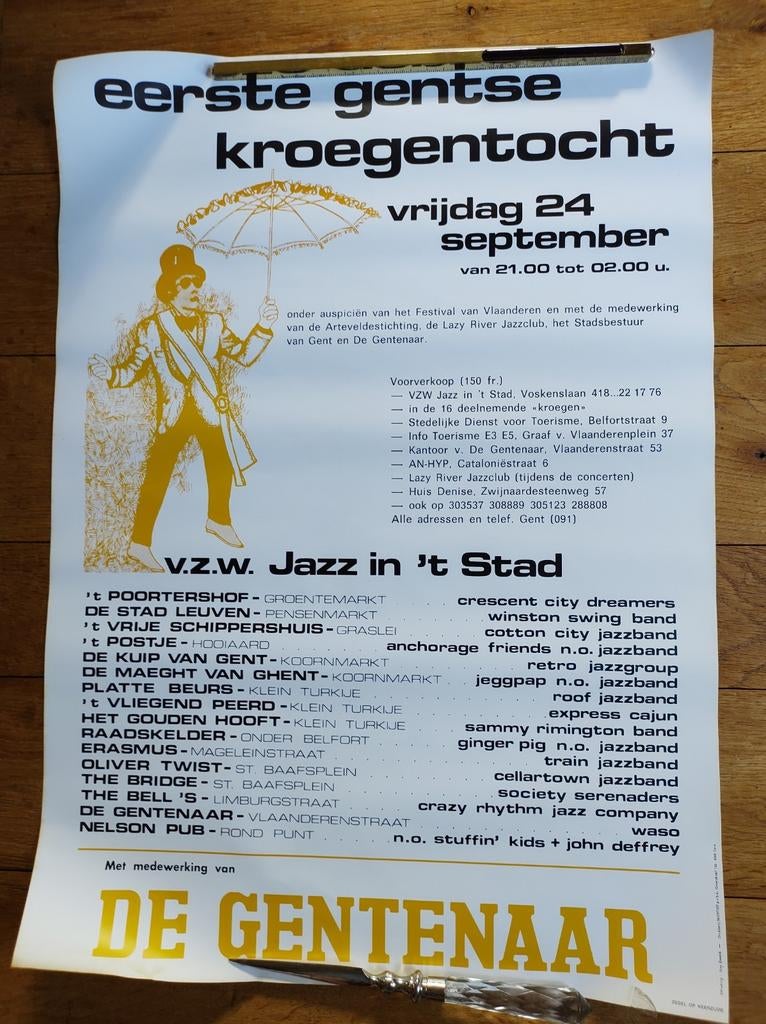 Affiche eerste Gentse kroegen tocht, Antiek en Kunst, Ophalen of Verzenden