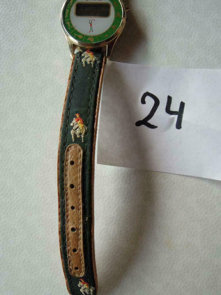 vrouwen horloge uurwerk bruin groenleder bandje ruiter paard, Neuf, Autres marques, Enlèvement ou Envoi, Cuir