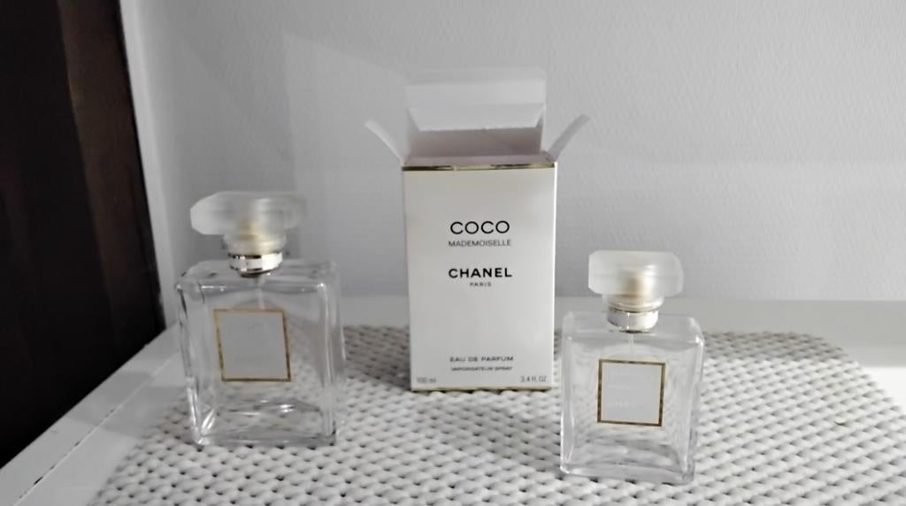 Flacon vide de Coco Mademoiselle de Chanel 100ml & 50ml, Collections, Parfums, Comme neuf, Bouteille de parfum, Enlèvement ou Envoi