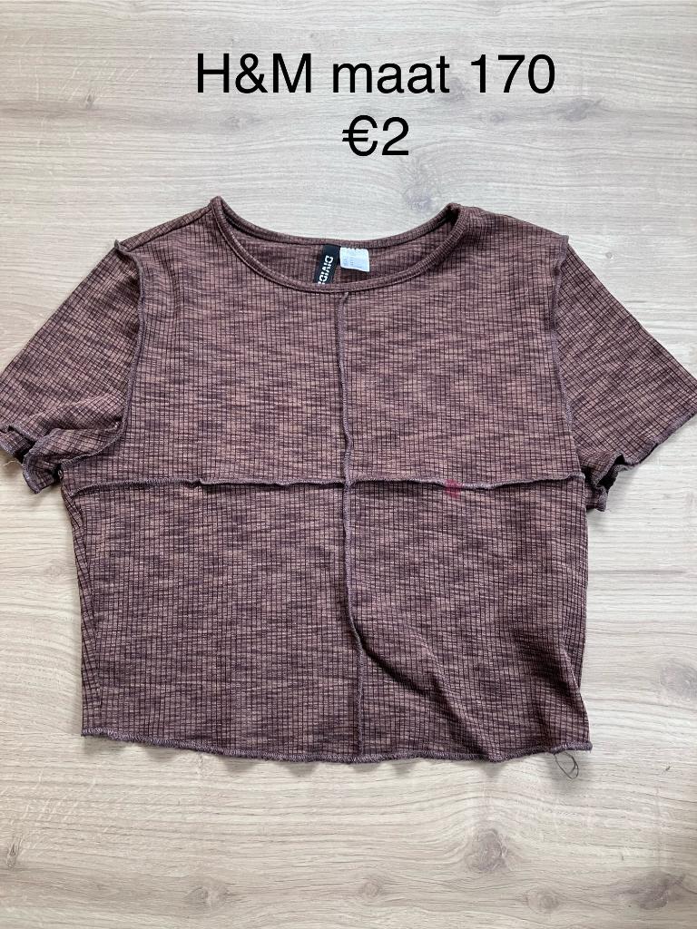 Korte t shirts H&M maat 170, Gebruikt, Meisje, H&M, Ophalen of Verzenden