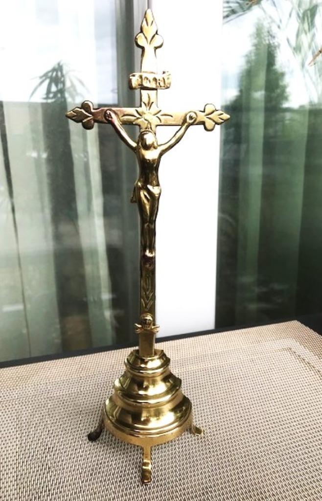 Kruis Christus messing Vlaams 19e eeuw H 30✨😍🙏💑👌, Ophalen of Verzenden