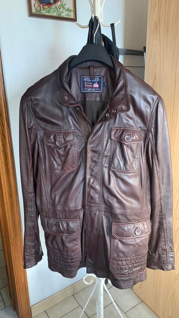 Bordeaux Leder Herenjas River Woods., Kleding | Dames, Ophalen, Zo goed als nieuw