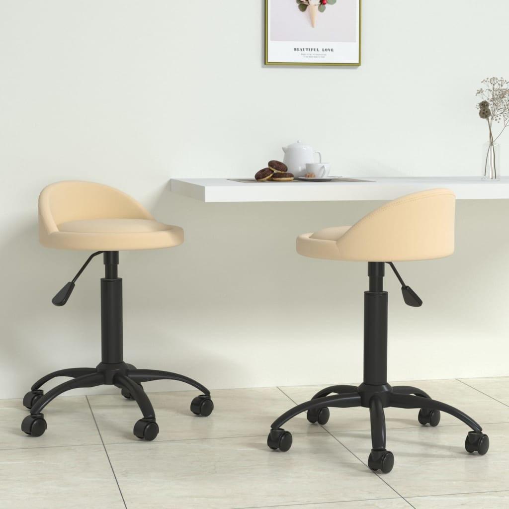 Chaises pivotantes à manger/bureau lot de 2 Crème Velours, Enlèvement ou Envoi, Neuf, Beige, Chaise de bureau