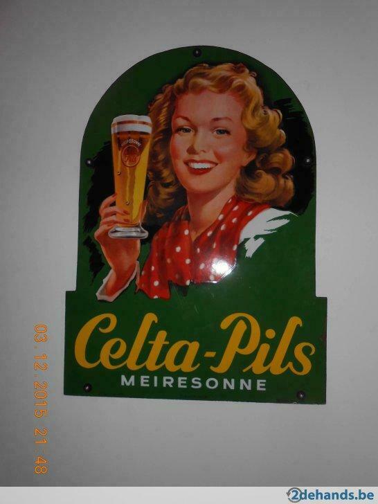 Celta pils Meiresonne - Gent , emaillebord , zoek zo'n bord!, Enlèvement, Utilisé