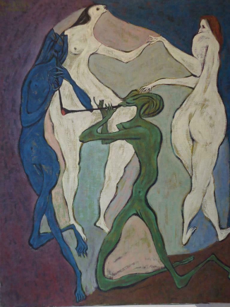 1950 RAY GILLES olieverf/doek gesigneerd dansende figuren, Ophalen