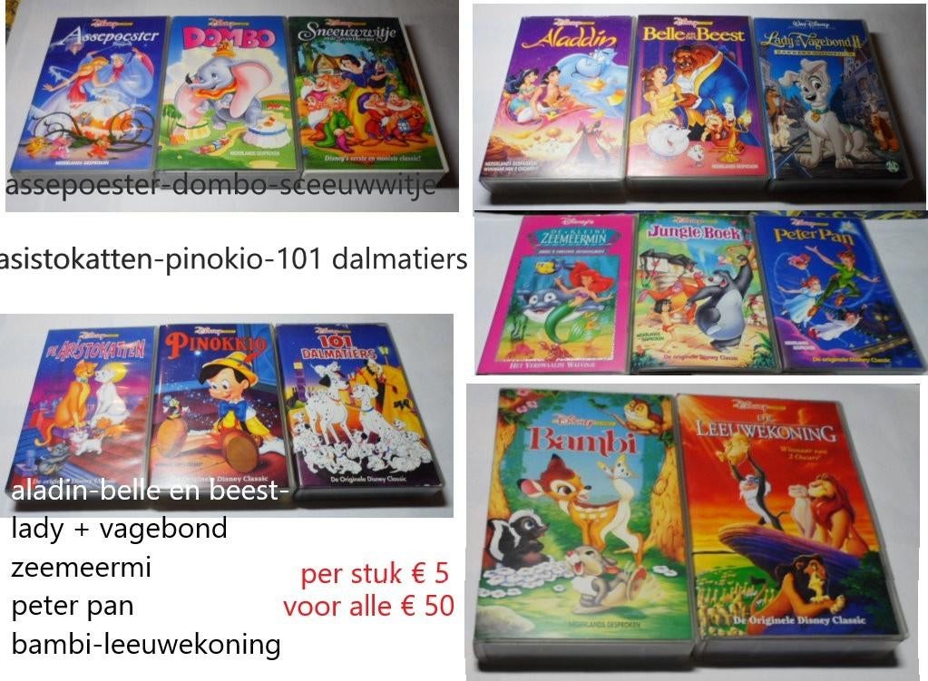 Walt Disney 14 VIDEO'S   titels zie foto, Cd's en Dvd's, VHS | Film, Alle leeftijden, Ophalen of Verzenden, Zo goed als nieuw
