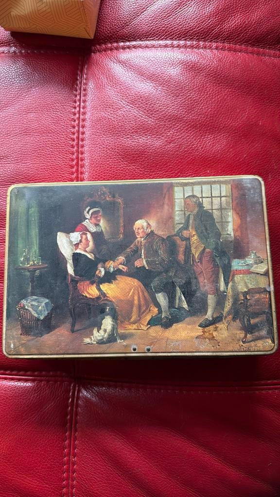 Ancienne boîte en fer blanc avec serrure et clé, Enlèvement, Comme neuf