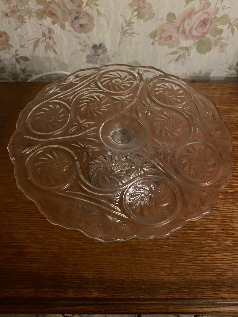 Glazen taartschotel op voet, Ophalen of Verzenden