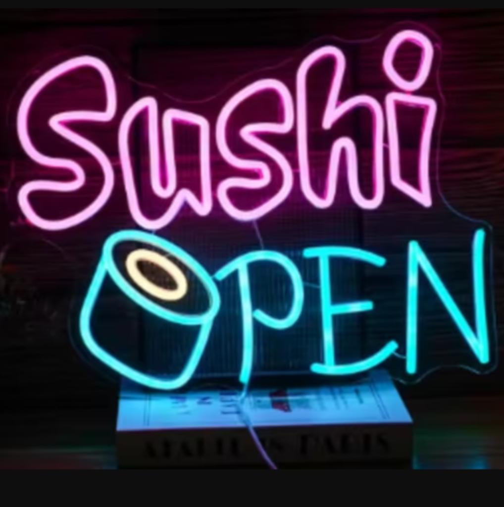 LED lamp neon stijl Sushi Open (39.4x30cm), Verzamelen, Merken en Reclamevoorwerpen, Nieuw, Lichtbak of (neon) lamp, Ophalen of Verzenden