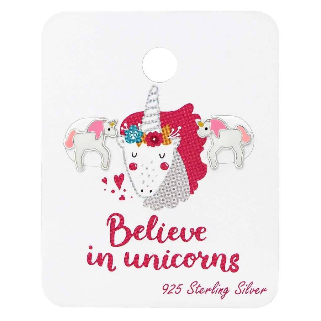 Eenhoorn unicorn oorstekers kinderen 925 Silver - OP=OP!, Ophalen of Verzenden, Nieuw, Zilver, Oorbellen