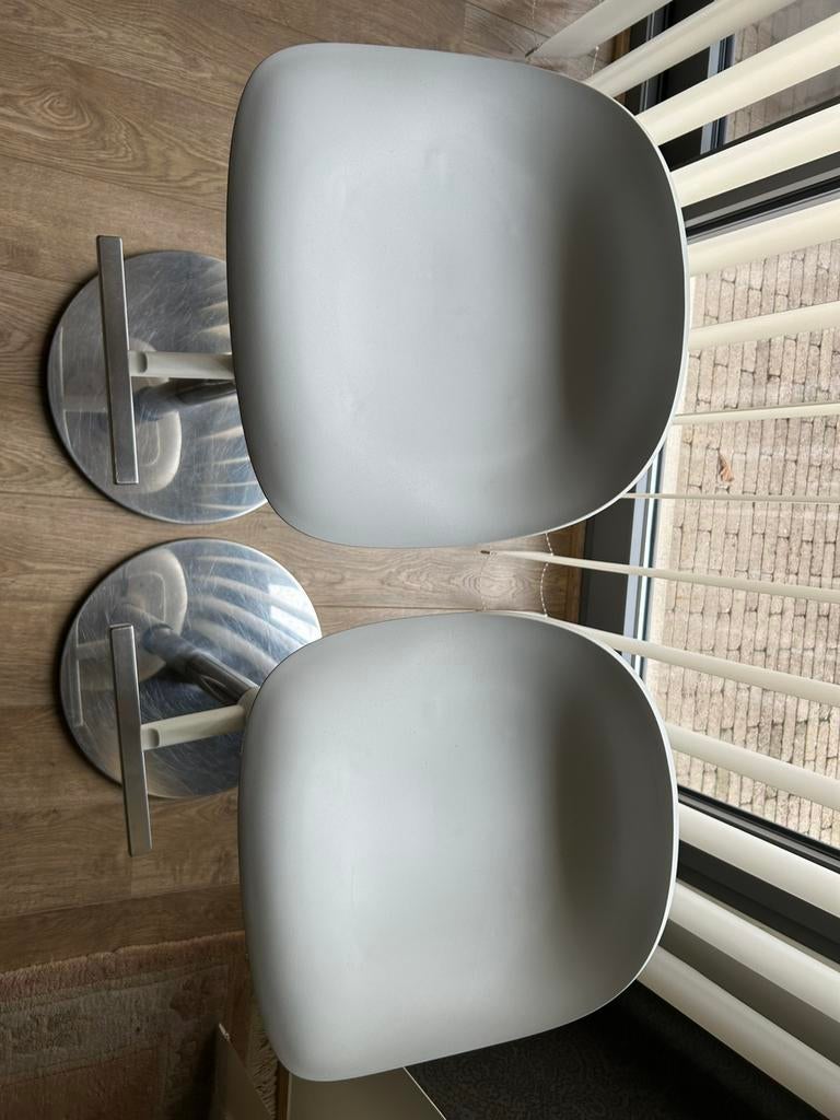 Tabourets de cuisine blancs, 2 tabourets, Enlèvement, Comme neuf, Avec repose-pieds