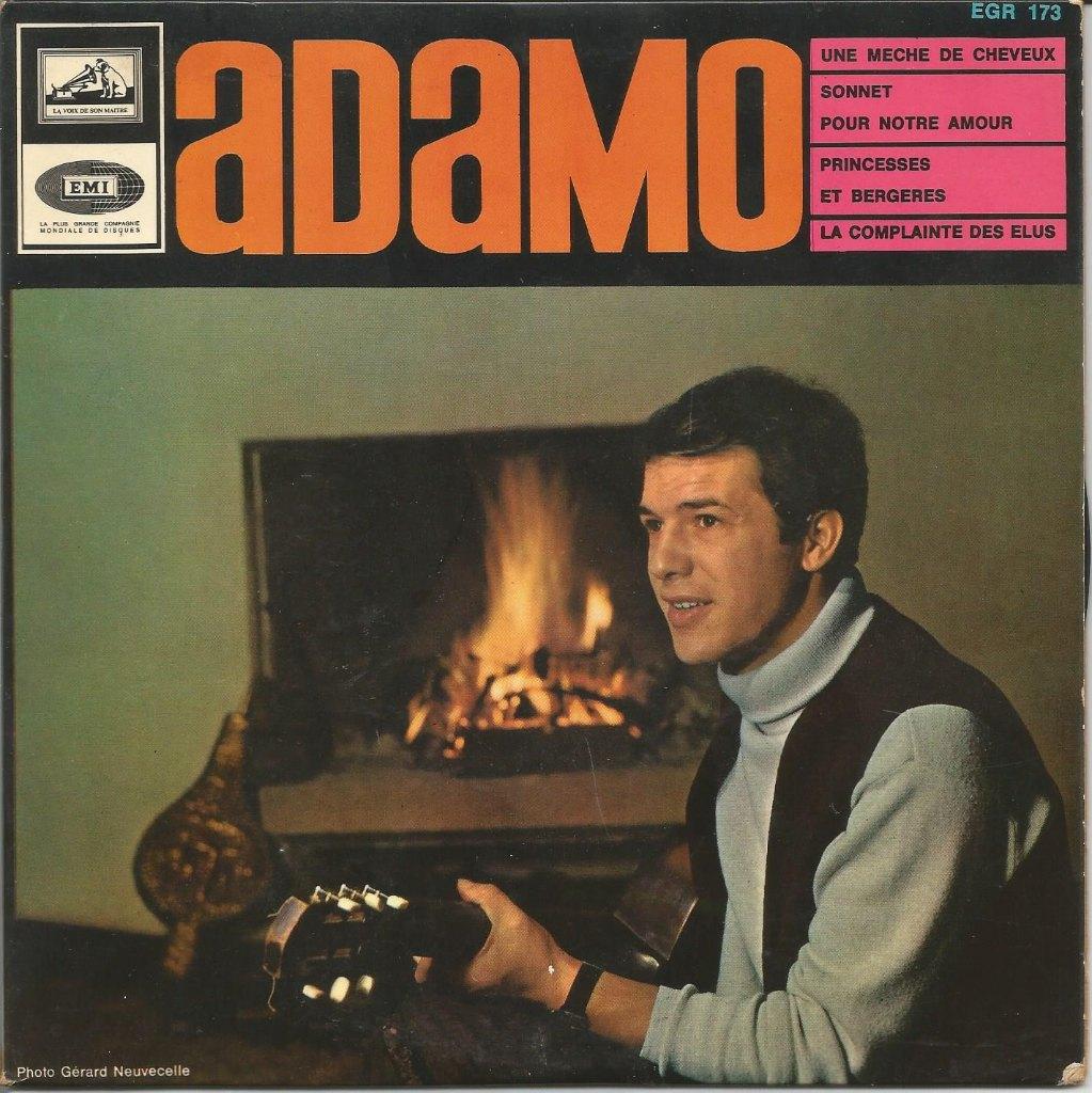 45T ADAMO - Une mèche de cheveux - EMI Belgique 1966, Gebruikt, 7 inch, Ophalen of Verzenden, Pop