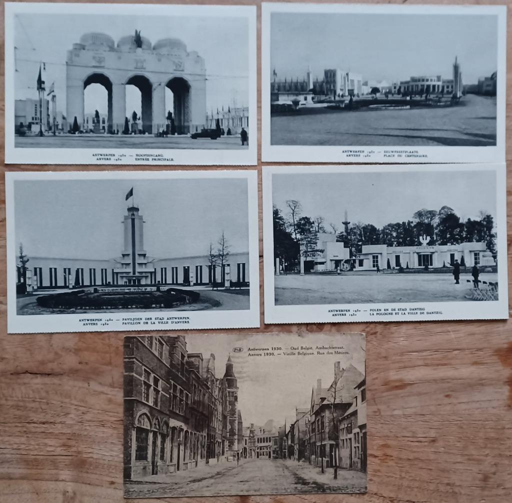 5 x postkaart Antwerpen wereldtentoonstelling 1930, Verzamelen, Ophalen of Verzenden, Antwerpen