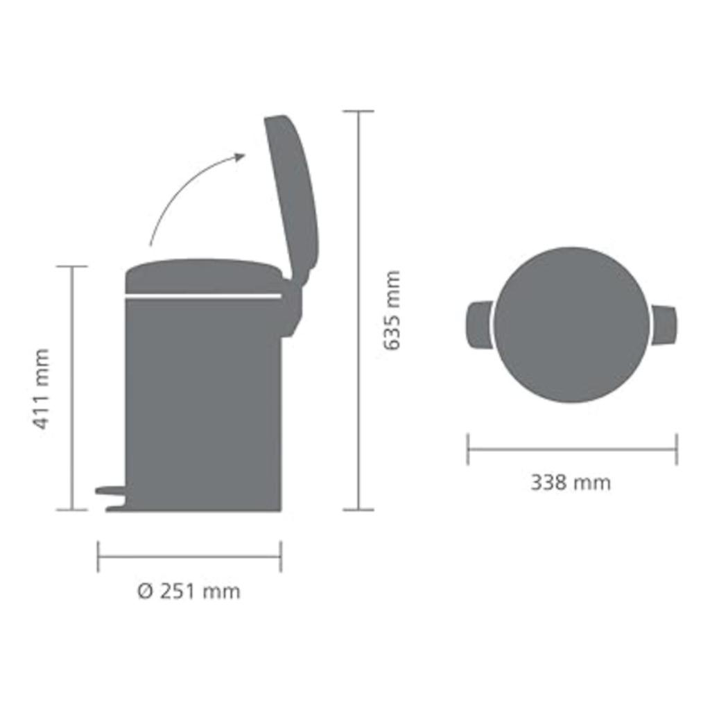 Brabantia Newicon pedaalemmer | 12 L | zwart | Nieuw, Kunststof, Met pedaal, -, Verzenden
